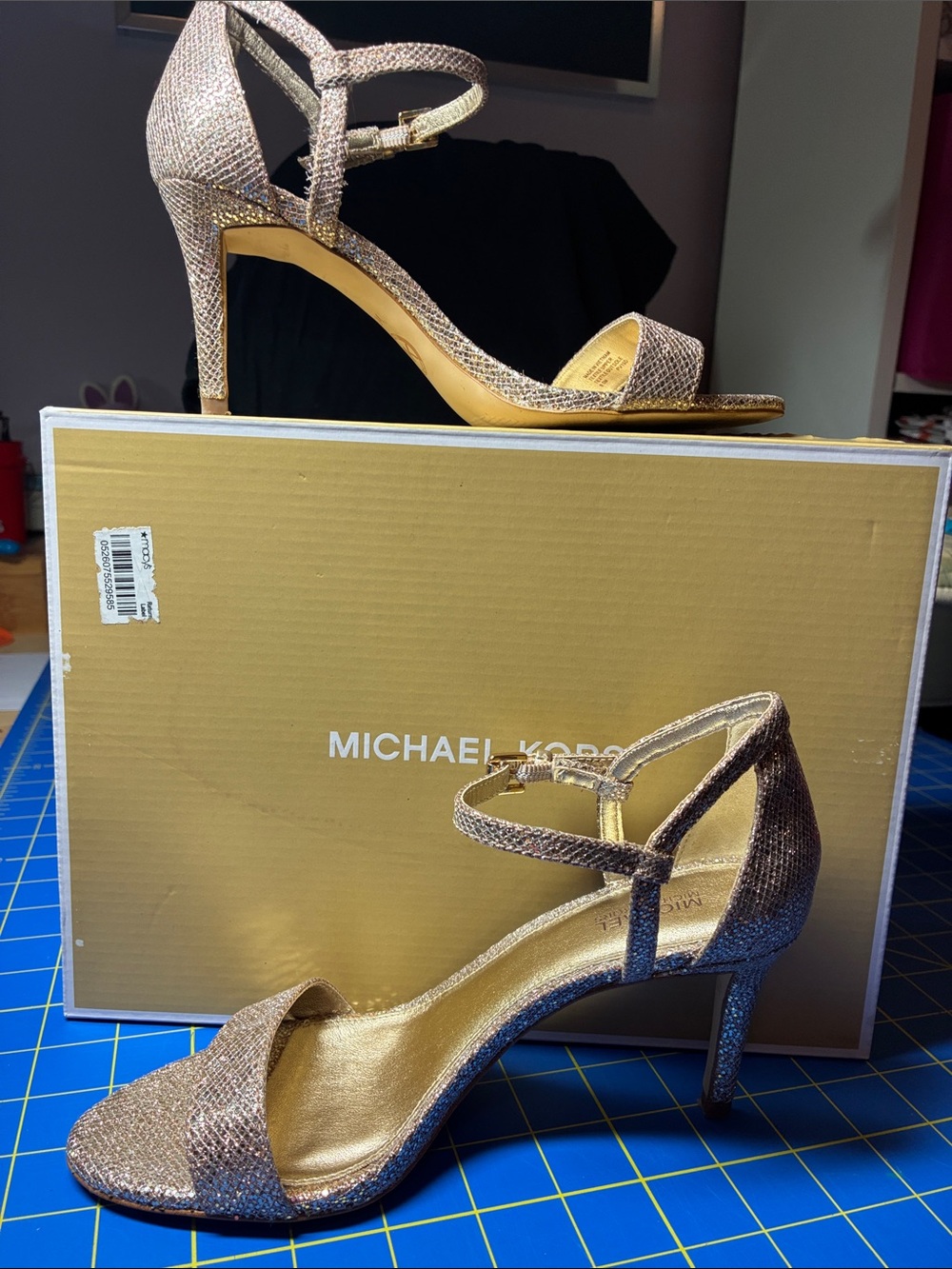 MICHAEL KORS Metallic Gold Strappy Heels